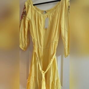 Yellow mid-sleeve dress, size 3x